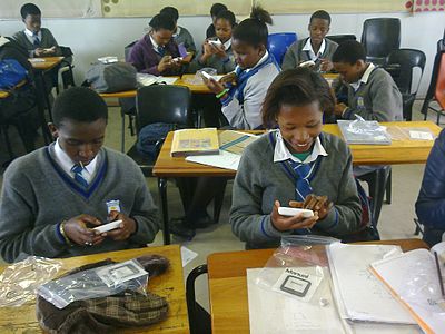 Wikireaders in Sinenjongo High School, Milnerton, Cape Town, South Africa