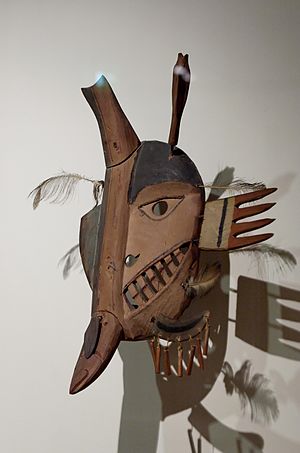 Fish mask of the Yupi'k people. Wood, Yukon/Ku...
