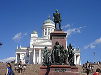 Statue of Alexander II at the Senate Square in Helsinki was built to commemorate his re-establishment of the Diet of Finland in 1863. 00101 Helsinki, Finland - panoramio - Pinochet68 (2).jpg