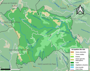 Carte en couleurs présentant l'occupation des sols.