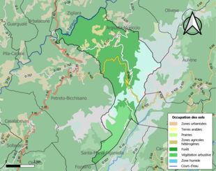 Carte en couleurs présentant l'occupation des sols.