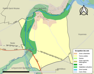 Carte en couleurs présentant l'occupation des sols.