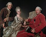 Alexander Roslins målning Familjen Jennings (1769) föreställande John Jennings (till höger) på besök hos sin bror Frans och dennes hustru Jeanne Trembley.