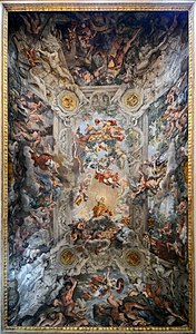 Freska na stropu velikega salona, palača Barberini v Rimu, Pietro da Cortona (1633–1639)