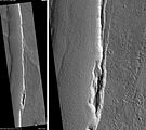 Artynia Catena, знімок HiRISE. Лінія масштабу відповідає 1000 м.