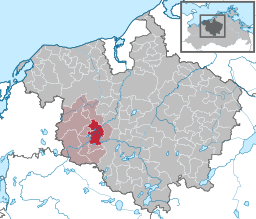 Bützows läge i Mecklenburg-Vorpommern