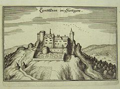 Le château du Landskron vers 1640, gravure sur cuivre.