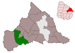 Localización del municipio de Tupambaé en el departamento de Cerro Largo.