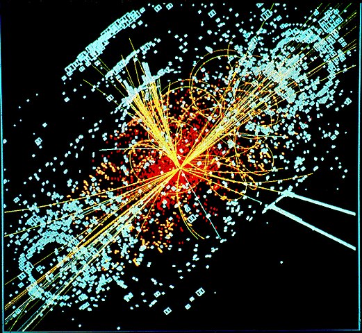 A simulated event in the CMS detector, a collision in which a micro black hole may be created.