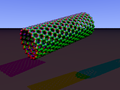 A carbon nanotube can be seen as a hexagon tiling on a cylindrical surface