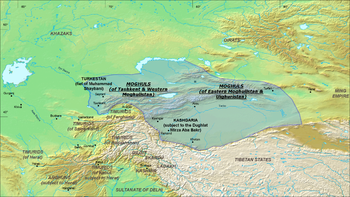 The Turpan Khanate and Yarkent Khanate in 1490 Chagatai Khanate (1490).png