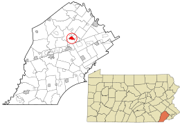 Location in Chester County and the state of Pennsylvania