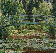 Claude Monet's garden in Giverny with the Japanese footbridge and the water lily pool (1899) Claude Monet, French - The Japanese Footbridge and the Water Lily Pool, Giverny - Google Art Project.jpg