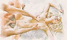 Modern artwork of a couple engaged in vaginal intercourse Couple having sex.jpg
