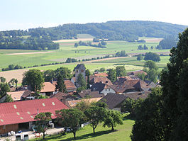 Diesse village and the surrounding plateau