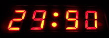 A digital clock's display changing numbers Digital clock changing numbers.jpg