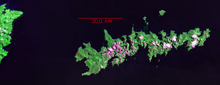 Satelita bildo (Landsat Geocover), kun Fuegio okcidente