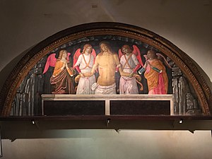 Girolamo di Benvenuto di Giovanni del Guasta, Cristo in Pietà tra angeli, tempera su tavola, 1505 circa, Palazzo Vescovile, museo della città (Acuqapendente)