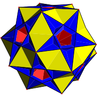 Большой сложный ромбикосододекаэдр с красным пятиугольником и синим квадратом. Svg