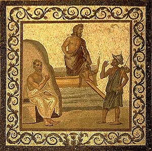 An image of Hippocrates on the floor of the As...