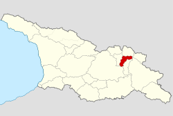 Map highlighting the historical region of Pshavi in Georgia