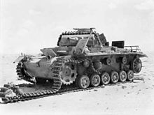 Knocked out Panzer III near El Alamein, 1942 Knocked out Panzer III near El Alamein 1942.jpg