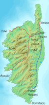 Map of the rail lines on Corsica