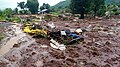 Devastated houses in landslides