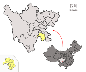 Lage von Yibin (gelb) in Sichuan