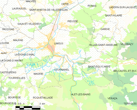 Mapa obce Limoux