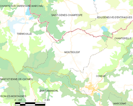 Mapa obce Montboudif