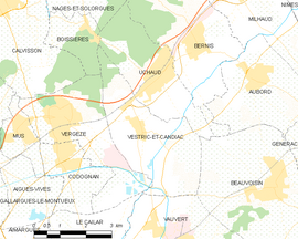 Mapa obce Vestric-et-Candiac