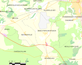 Mapa obce Semoutiers-Montsaon
