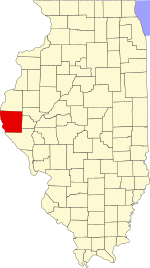 Карта штата Иллинойс с выделением округа Адамс