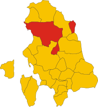 Locatie van Iglesias in Zuid-Sardinië (SU)