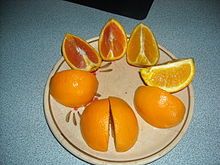 Sectioned oranges on a plate