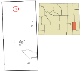 Location in شهرستان پلت، وایومینگ and the state of وایومینگ.