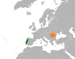 Lage von Portugal und Rumänien