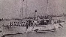 Romanian coastguard cruiser Grivita Romanian gunboat Grivita at Nicopol, 1913.jpg