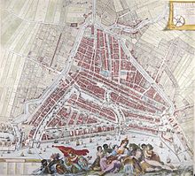 gravure d'une ville en forme triangulaire