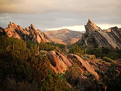 Vasquez Rocks au coucher du soleil.