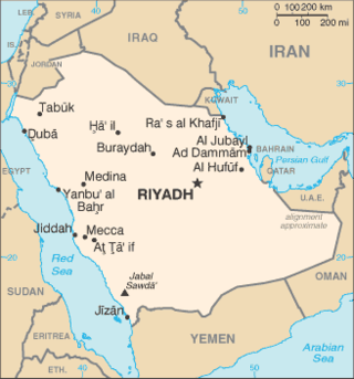 Kaart van Saoedi-Arabië