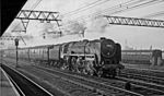 Down Christmas Relief express passing Stratford in 1959 with a BR 'Britannia' Pacific