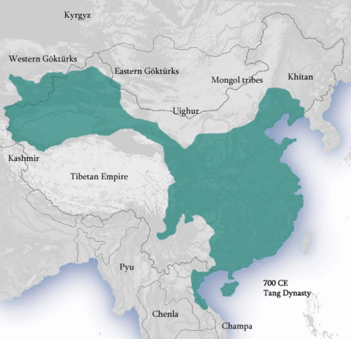 The empire during the reign of Wu Zetian, circa 700