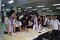 Participants of the TIP CITE week take pose at the booth of Wikimedia Philippines