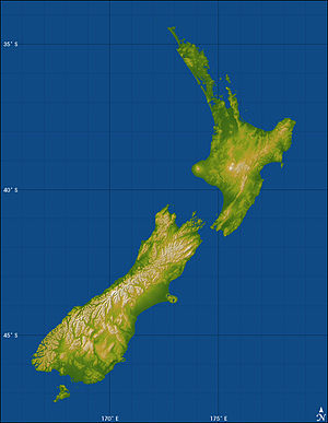 Topography of New Zealand.