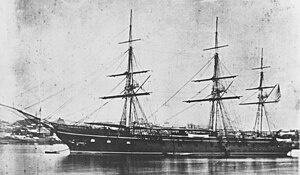 USS California (1870-1875) Moored off the Mare Island Navy Yard, California, circa 1871-1873