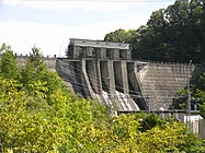 日本最大の湛水面積を有する雨竜第一ダム（雨竜川）。朱鞠内湖の名で知られる。