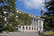 Wheeler Hall, home to Berkeley's largest lecture hall, was the location of a Nobel Prize conferral during WWII. Wheeler Hall, University of California, Berkeley.jpg