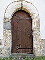 Church door with markings